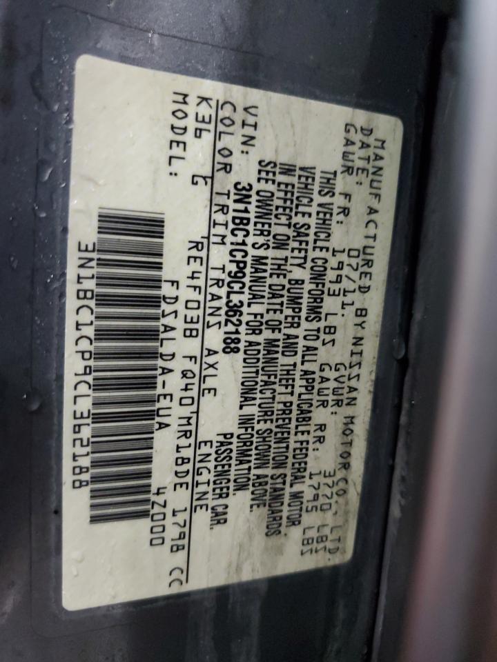 2012 Nissan Versa S VIN: 3N1BC1CP9CL362188 Lot: 56250405