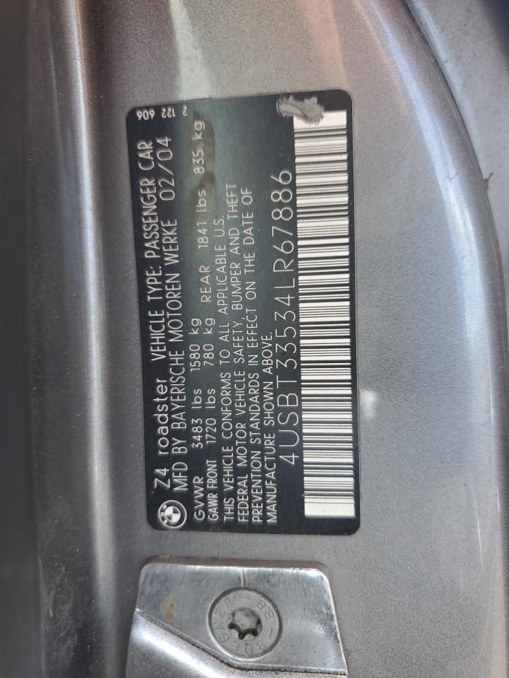 2004 BMW Z4 2.5 VIN: 4USBT33534LR67886 Lot: 53921635