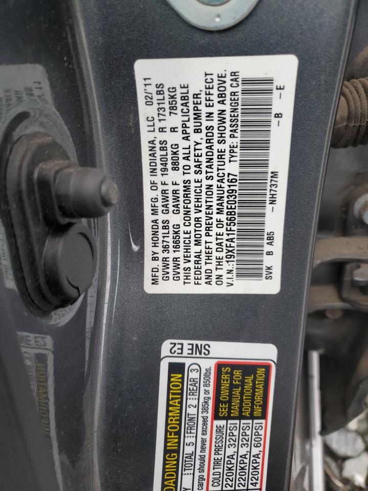 2011 Honda Civic Lx VIN: 19XFA1F56BE039167 Lot: 57872205