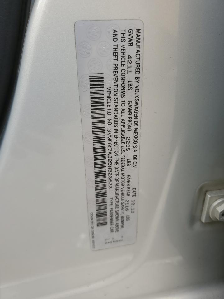 2011 Volkswagen Jetta Se VIN: 3VWDX7AJ2BM323623 Lot: 59057335
