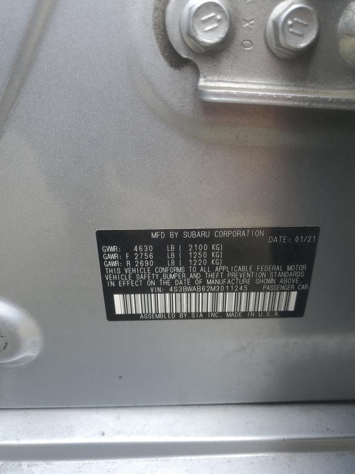 2021 Subaru Legacy VIN: 4S3BWAB62M3011245 Lot: 56033805