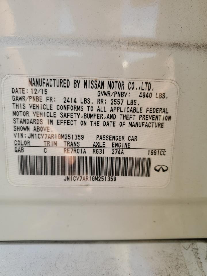 2016 Infiniti Q50 Base VIN: JN1CV7AR1GM251359 Lot: 55860605