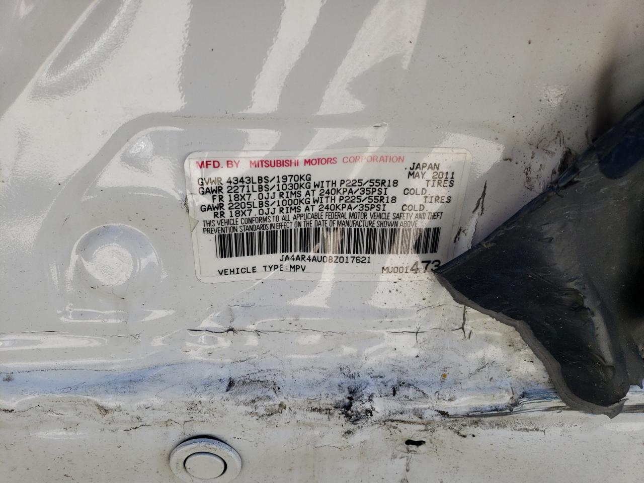 2011 Mitsubishi Outlander Sport Se VIN: JA4AR4AU0BZ017621 Lot: 57776265