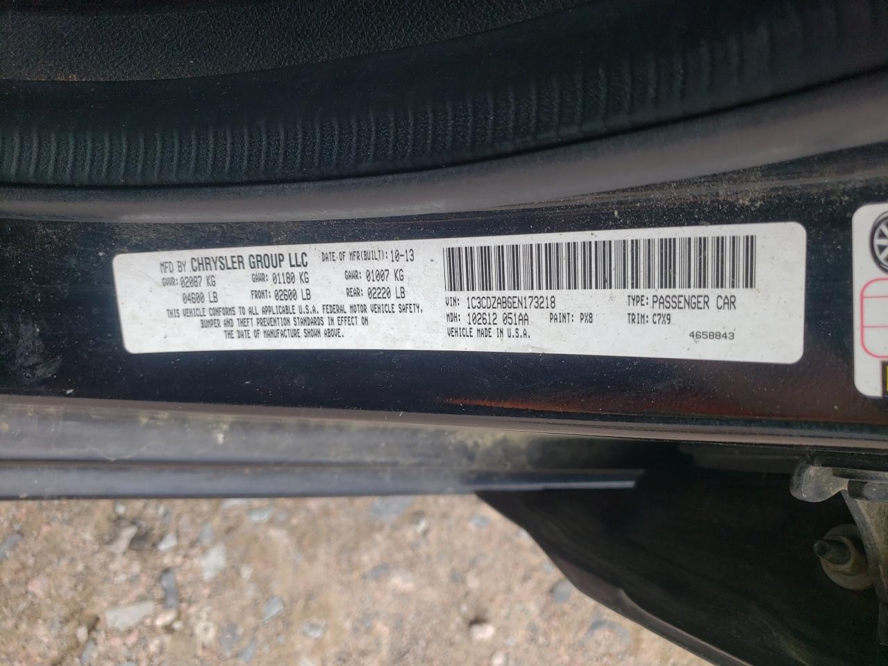 2014 Dodge Avenger Se VIN: 1C3CDZAB6EN173218 Lot: 56969965