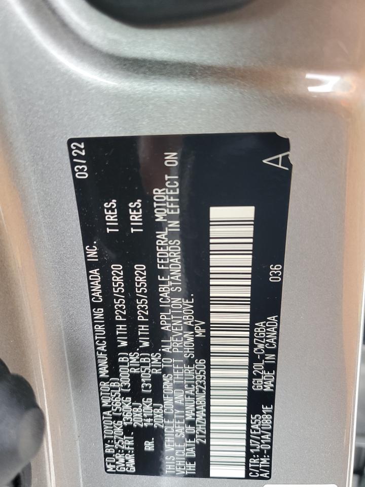 2022 Lexus Rx 350 VIN: 2T2HZMAA8NC239506 Lot: 57246845