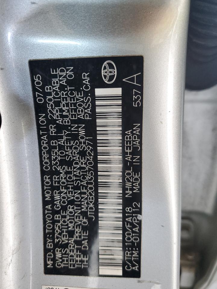 2005 Toyota Prius VIN: JTDKB20U357042971 Lot: 56188995