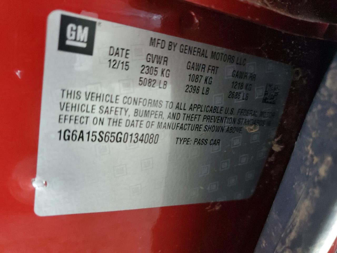 2016 Cadillac Cts-V VIN: 1G6A15S65G0134080 Lot: 58197785