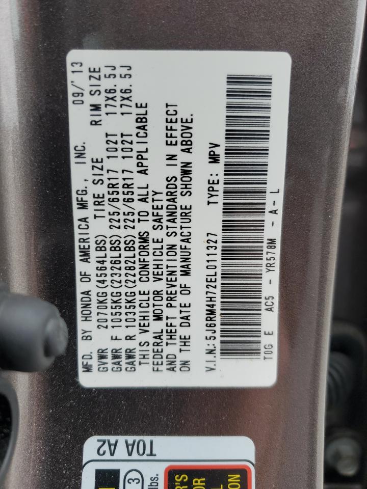 2014 Honda Cr-V Exl VIN: 5J6RM4H72EL011327 Lot: 55574695