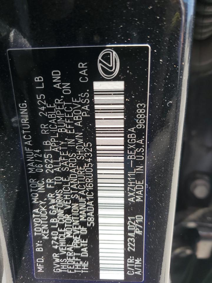 2024 Lexus Es 300H Base VIN: 58ADA1C16RU054325 Lot: 57177425