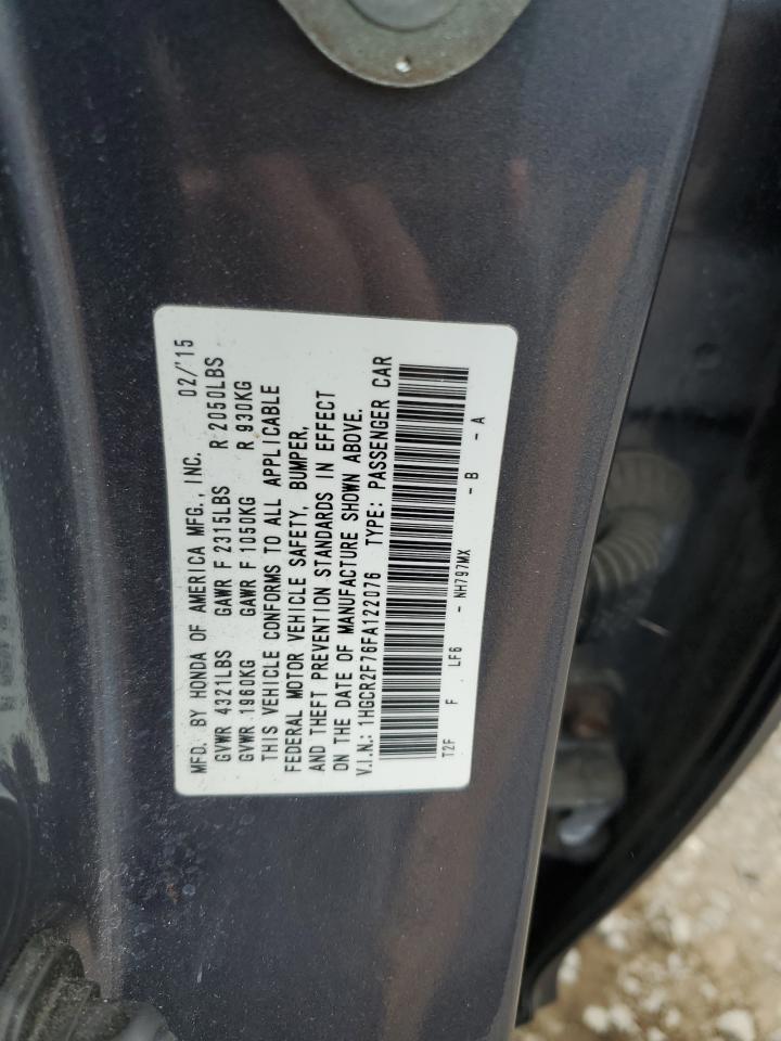 2015 Honda Accord Ex VIN: 1HGCR2F76FA122076 Lot: 54739245