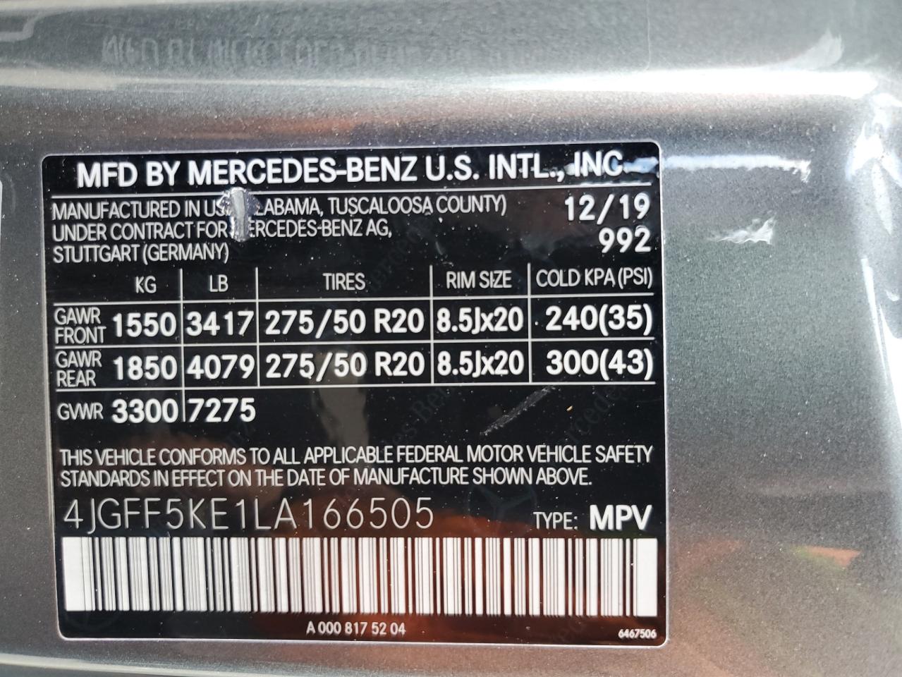 2020 Mercedes-Benz Gls 450 4Matic VIN: 4JGFF5KE1LA166505 Lot: 57130725