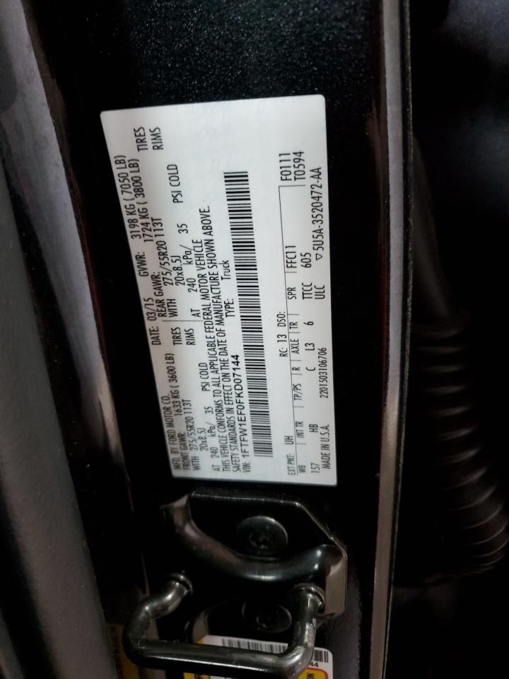 2015 Ford F150 Supercrew VIN: 1FTFW1EF0FKD07144 Lot: 56937825