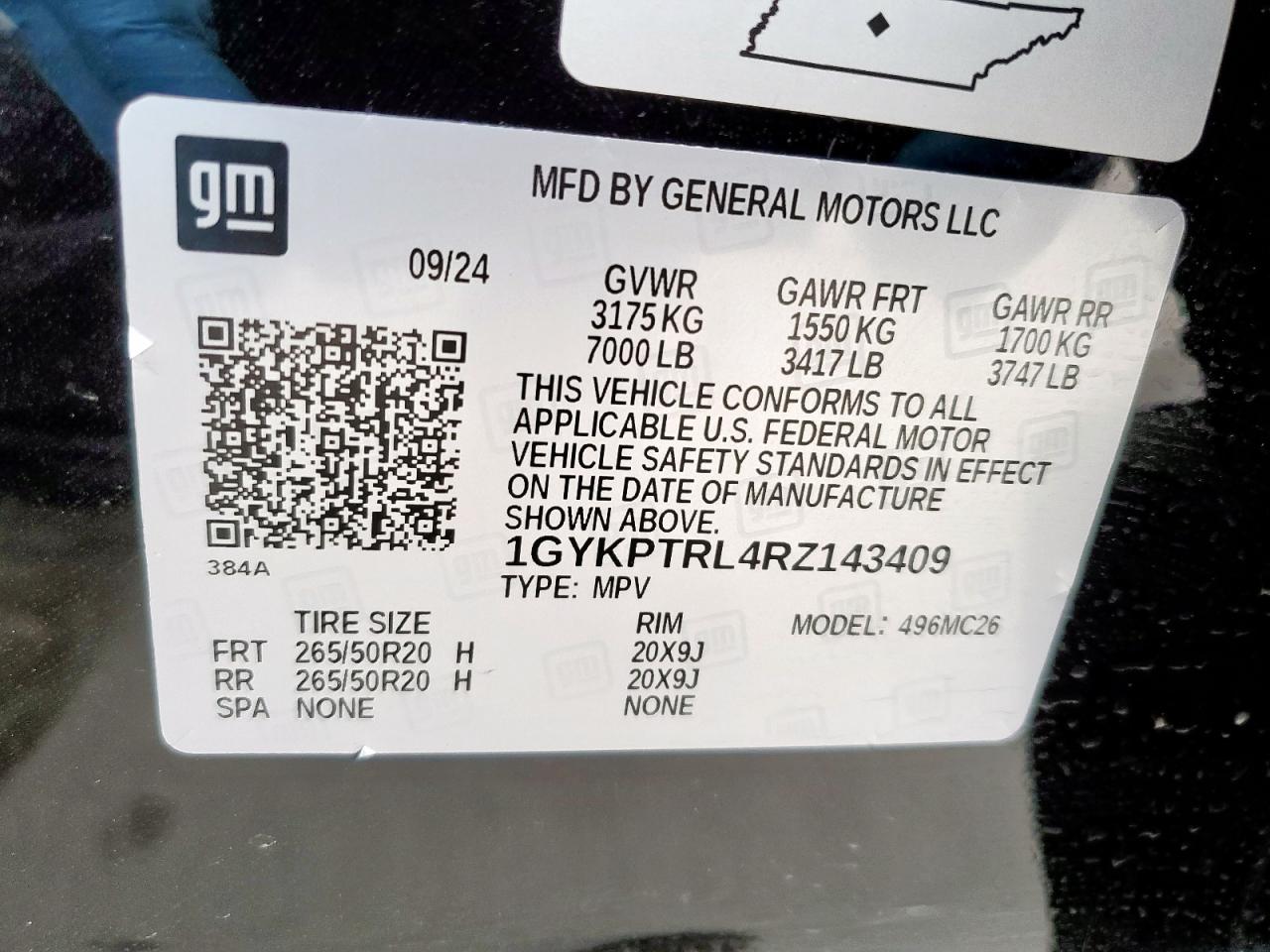 2024 Cadillac Lyriq Sport VIN: 1GYKPTRL4RZ143409 Lot: 56750715