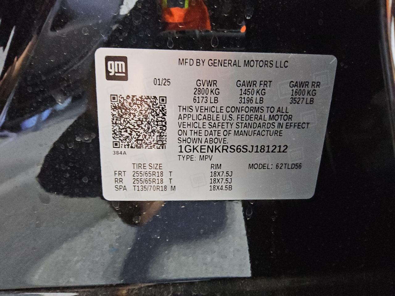 2025 GMC Acadia Elevation VIN: 1GKENKRS6SJ181212 Lot: 57440355