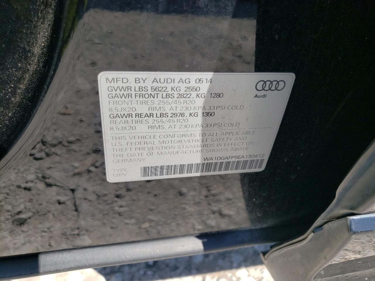 2014 Audi Q5 Premium Plus VIN: WA1DGAFP9EA130412 Lot: 56852895