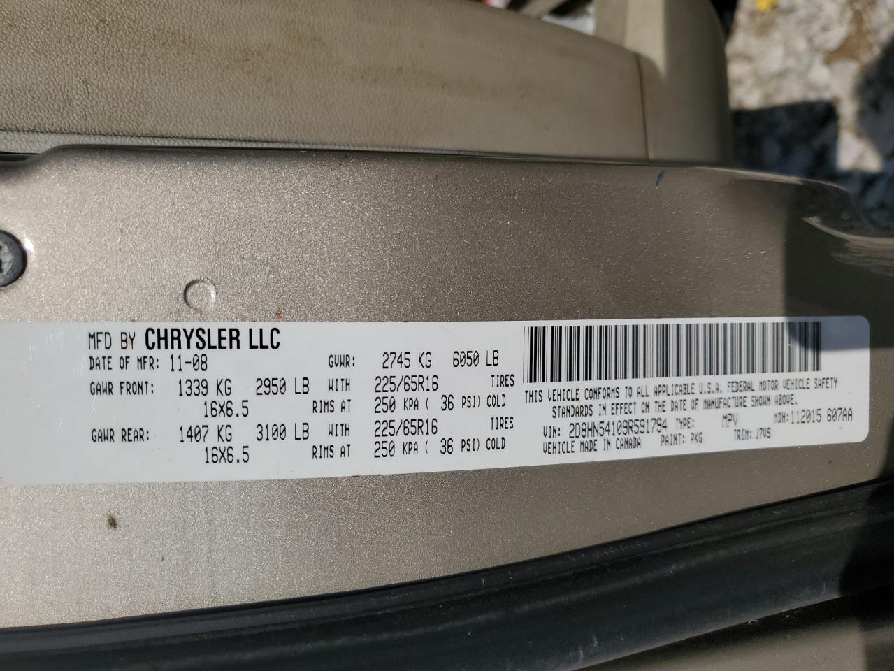 2009 Dodge Grand Caravan Sxt VIN: 2D8HN54109R591794 Lot: 56981385