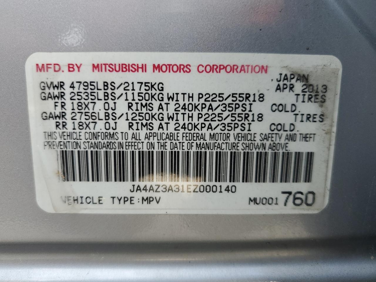 2014 Mitsubishi Outlander Se VIN: JA4AZ3A31EZ000140 Lot: 58126625