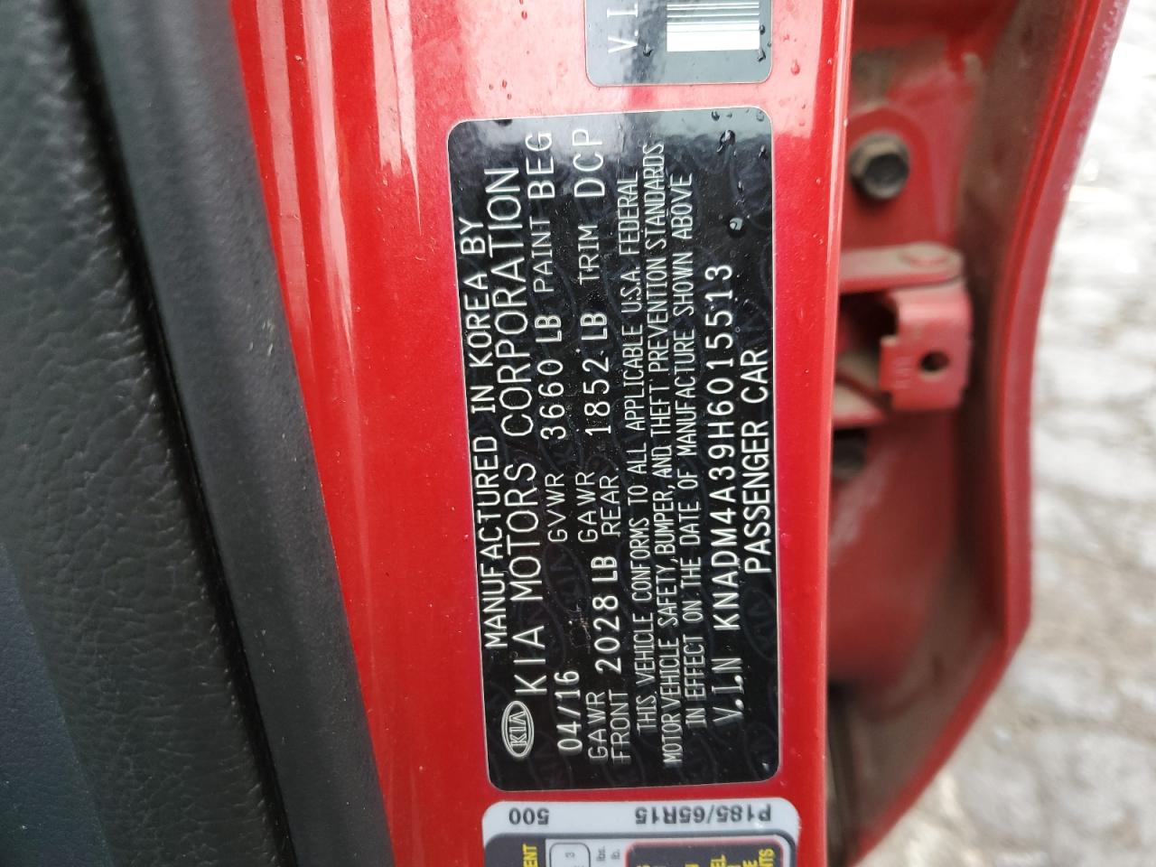 2017 Kia Rio Lx VIN: KNADM4A39H6015513 Lot: 57289865