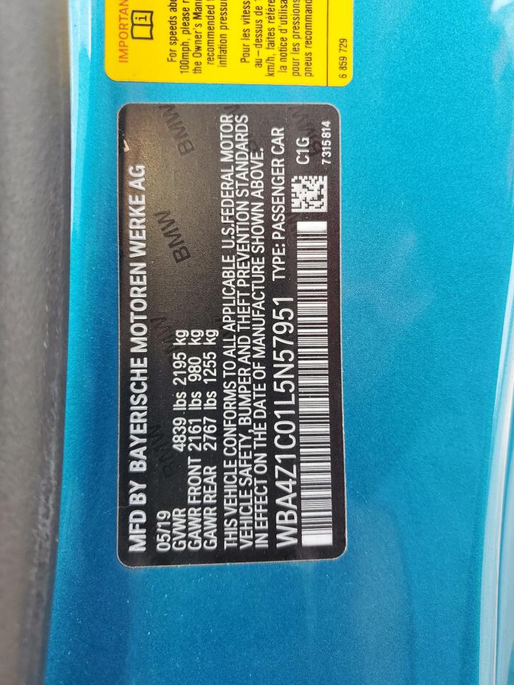 2020 BMW 430I VIN: WBA4Z1C01L5N57951 Lot: 57413915