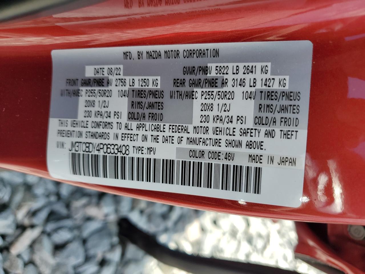 2023 Mazda Cx-9 Grand Touring VIN: JM3TCBDY4P0633408 Lot: 57242685