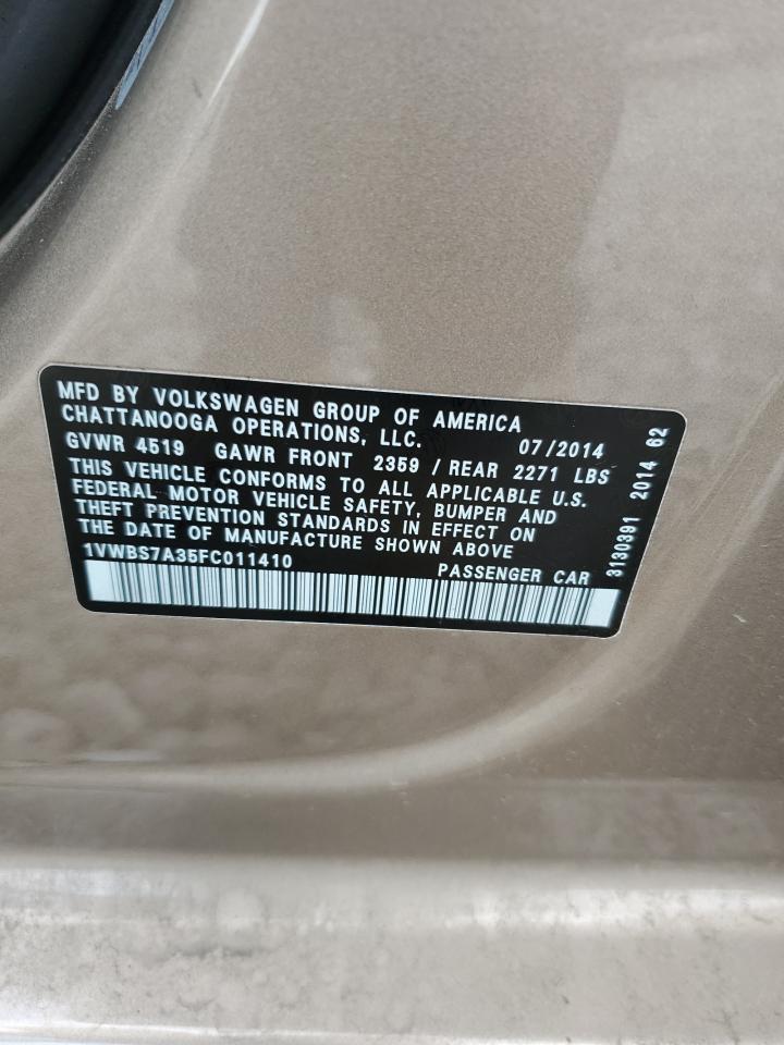 2015 Volkswagen Passat Se VIN: 1VWBS7A35FC011410 Lot: 56466675