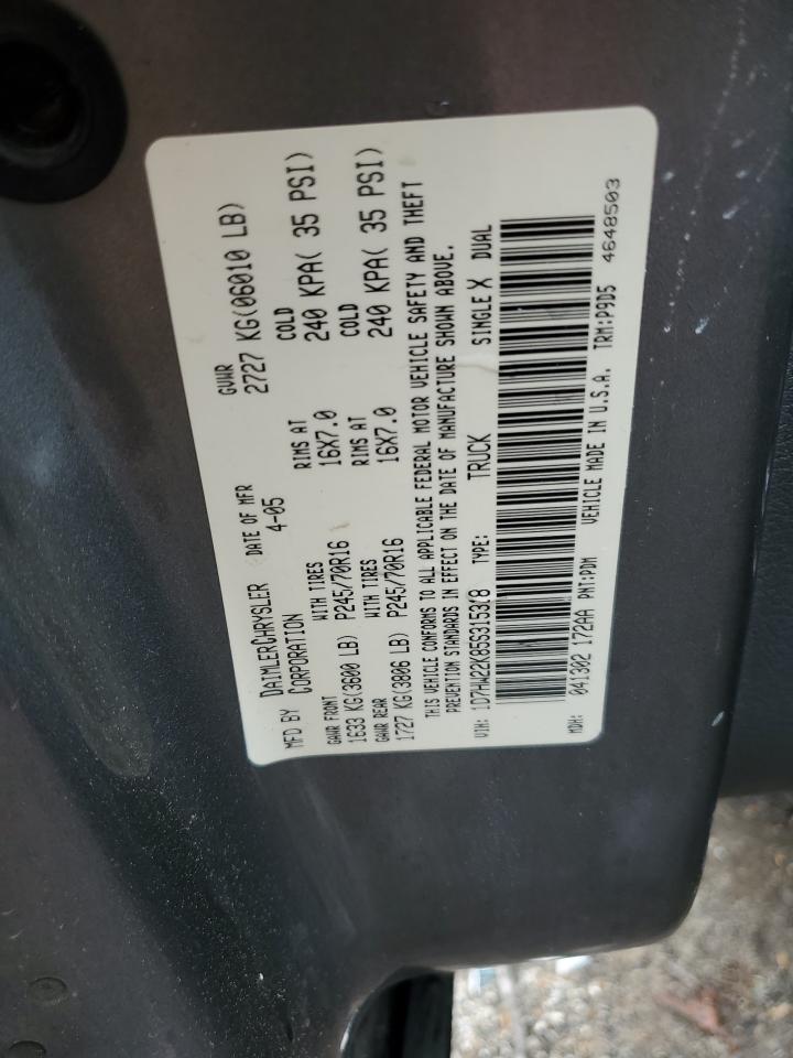 2005 Dodge Dakota St VIN: 1D7HW22K85S315318 Lot: 57071595