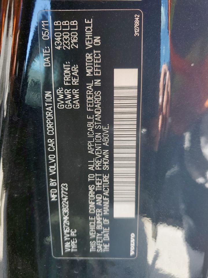2011 Volvo C30 T5 VIN: YV1672MK3B2247723 Lot: 56505685
