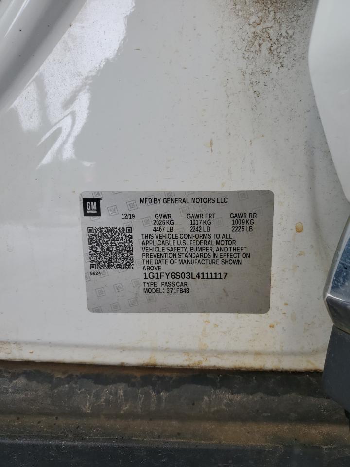 2020 Chevrolet Bolt Ev Lt VIN: 1G1FY6S03L4111117 Lot: 82110955