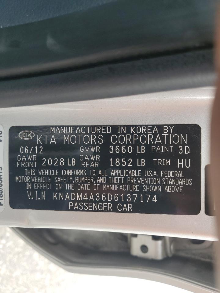 2013 Kia Rio Lx VIN: KNADM4A36D6137174 Lot: 56735905
