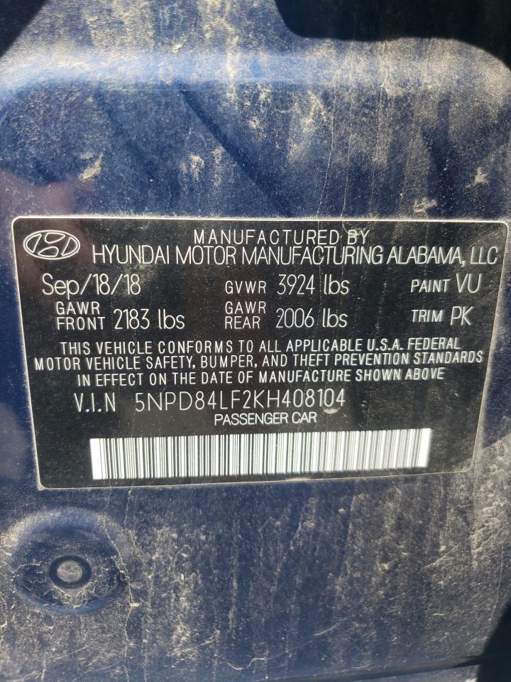 2019 Hyundai Elantra Sel VIN: 5NPD84LF2KH408104 Lot: 57678075