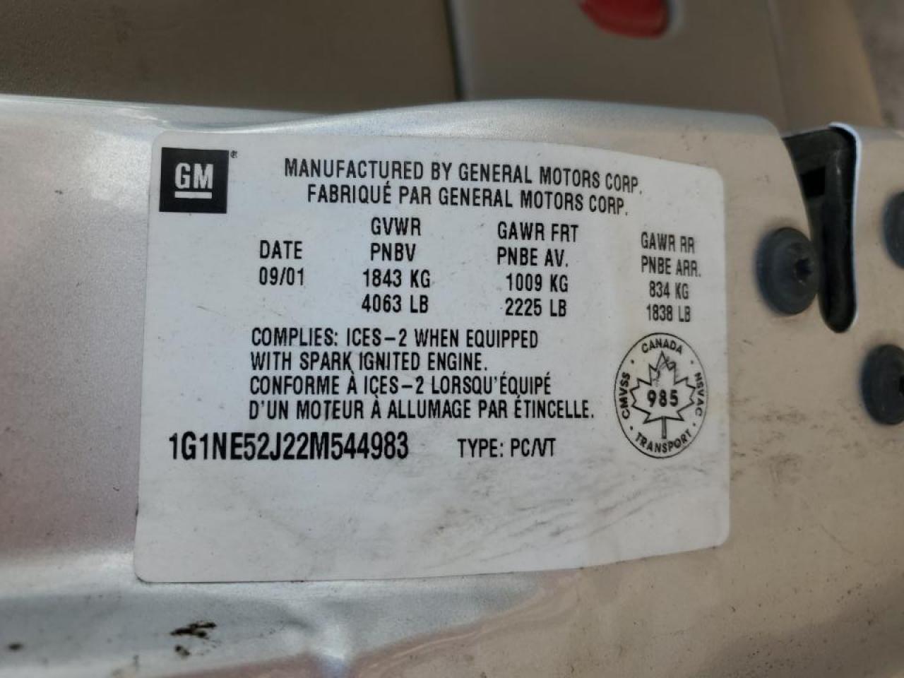 2002 Chevrolet Malibu Ls VIN: 1G1NE52J22M544983 Lot: 55927425