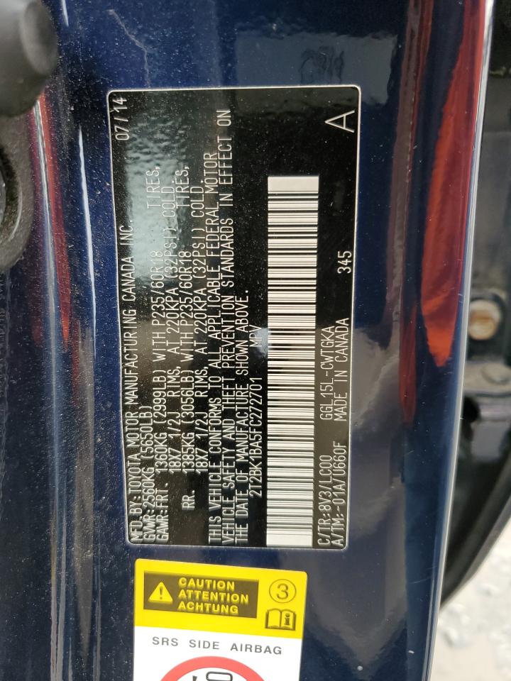 2015 Lexus Rx 350 Base VIN: 2T2BK1BA5FC272701 Lot: 58816635