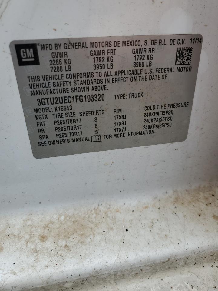 2015 GMC Sierra K1500 Sle VIN: 3GTU2UEC1FG193320 Lot: 56680975