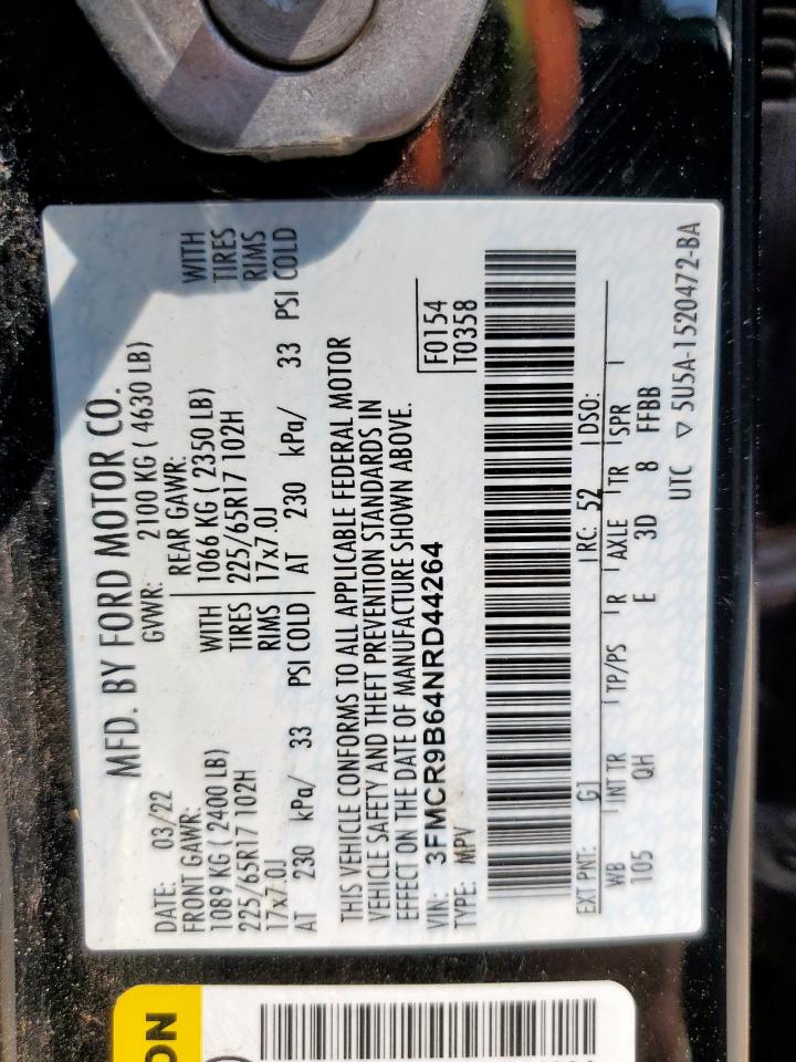 2022 Ford Bronco Sport Big Bend VIN: 3FMCR9B64NRD44264 Lot: 58060835