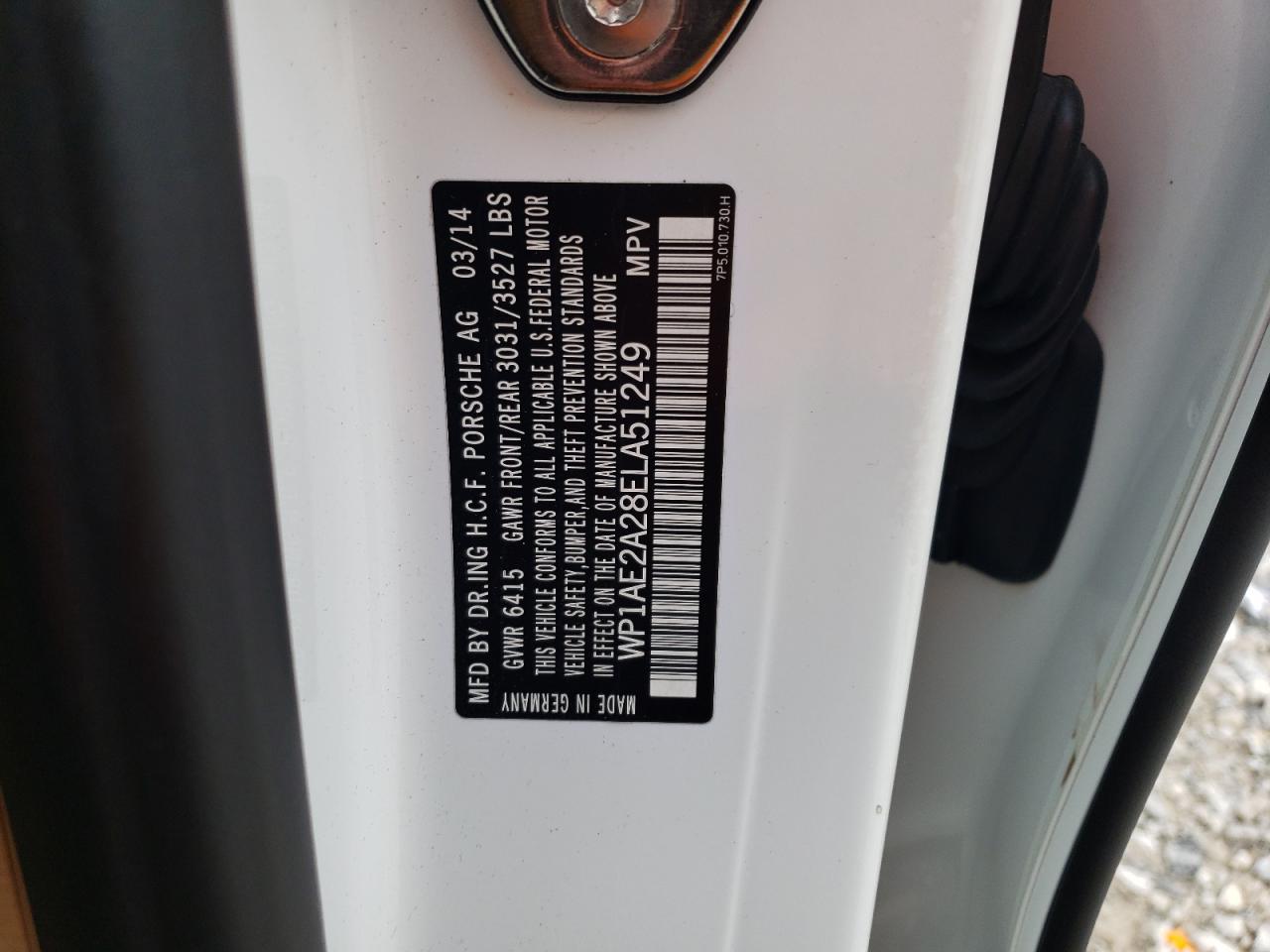 2014 Porsche Cayenne S Hybrid VIN: WP1AE2A28ELA51249 Lot: 58956095