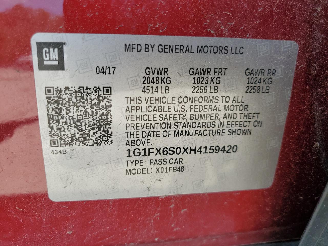 2017 Chevrolet Bolt Ev Premier VIN: 1G1FX6S0XH4159420 Lot: 55604705