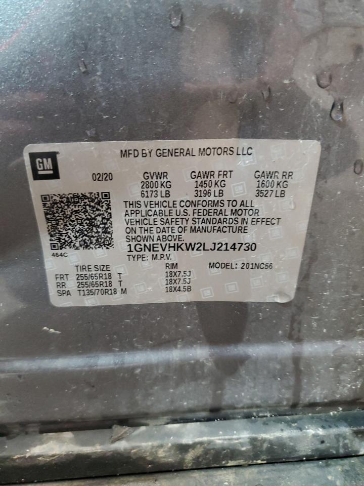 2020 Chevrolet Traverse Lt VIN: 1GNEVHKW2LJ214730 Lot: 56925195