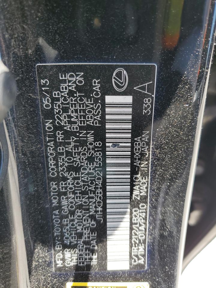 2013 Lexus Ct 200 VIN: JTHKD5BH4D2155818 Lot: 54844975