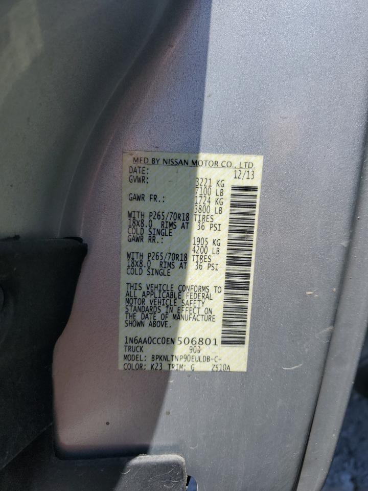 2014 Nissan Titan S VIN: 1N6AA0CC0EN506801 Lot: 57943455