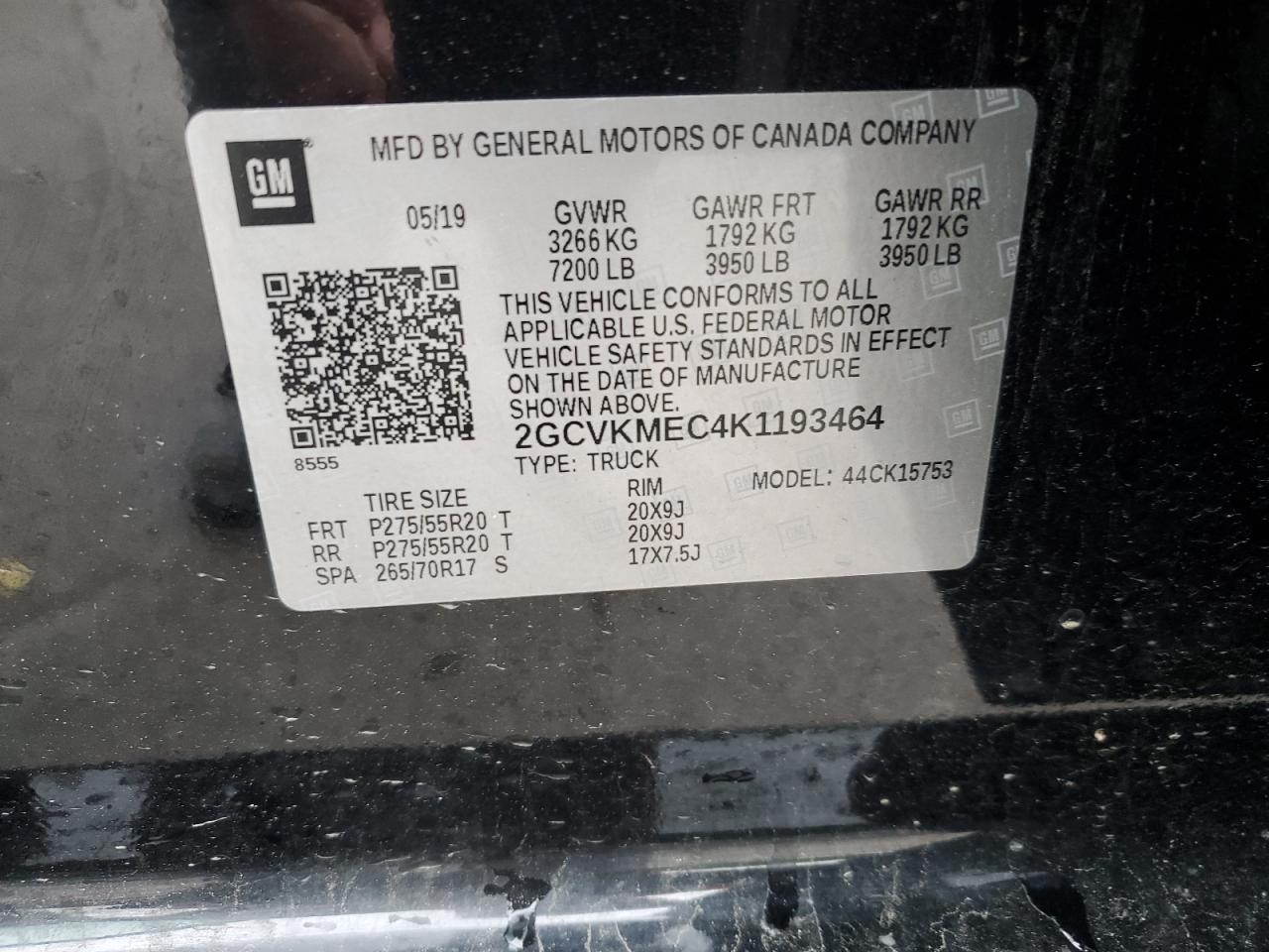 2019 Chevrolet Silverado Ld K1500 Custom VIN: 2GCVKMEC4K1193464 Lot: 58513415