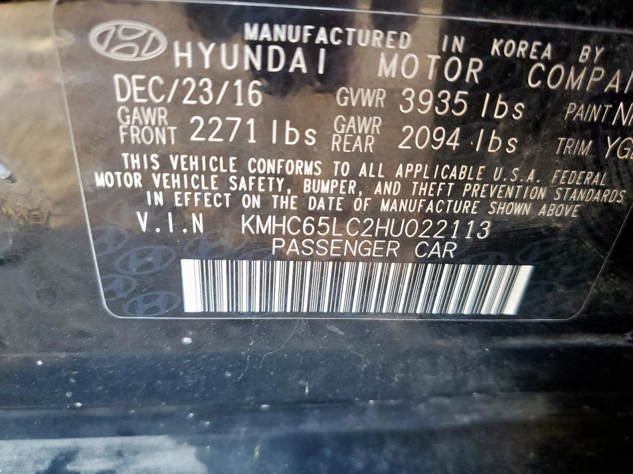 2017 Hyundai Ioniq Blue VIN: KMHC65LC2HU022113 Lot: 58978295