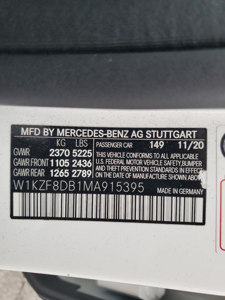2021 Mercedes-Benz E 350 VIN: W1KZF8DB1MA915395 Lot: 58402685