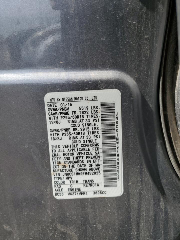 2015 Infiniti Qx70 VIN: JN8CS1MW9FM482825 Lot: 59022755