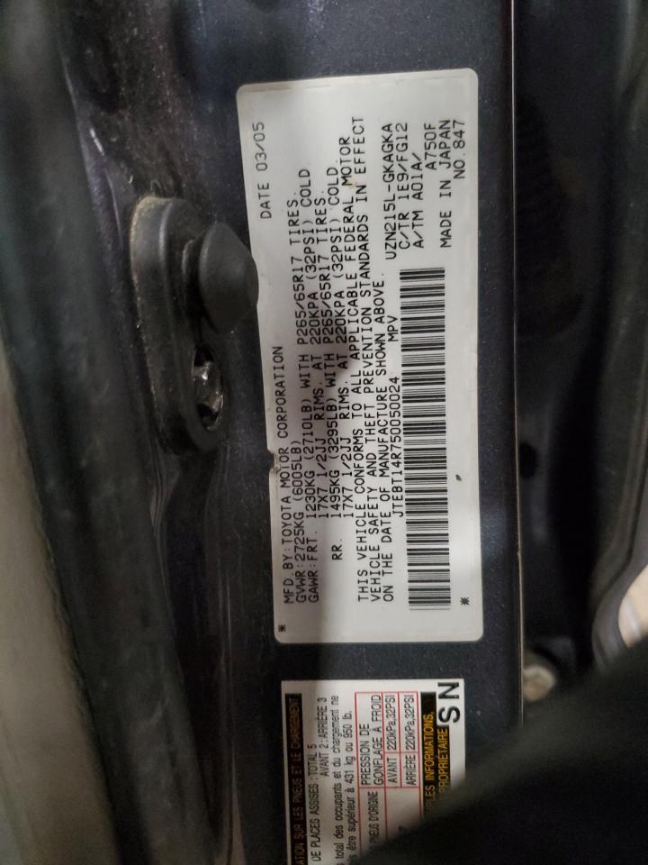 2005 Toyota 4Runner Sr5 VIN: JTEBT14R750050024 Lot: 56966765