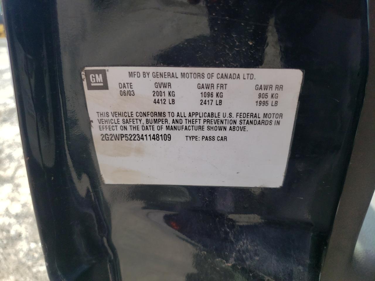 2004 Pontiac Grand Prix Gt VIN: 2G2WP522341148109 Lot: 55930595