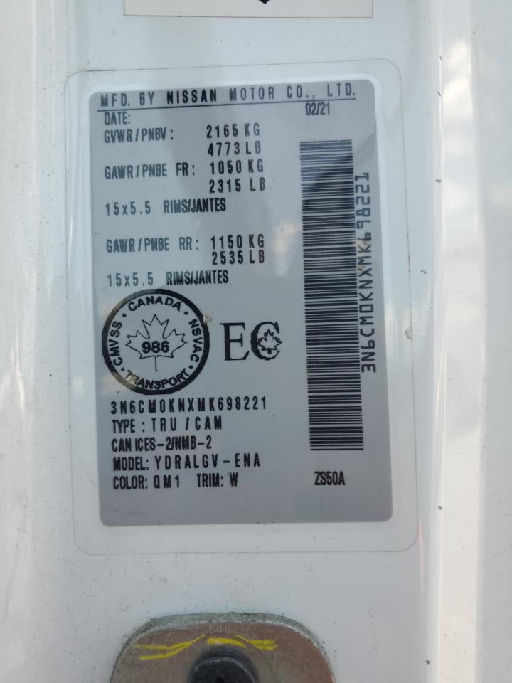 2021 Nissan Nv200 2.5S VIN: 3N6CM0KNXMK698221 Lot: 56875275