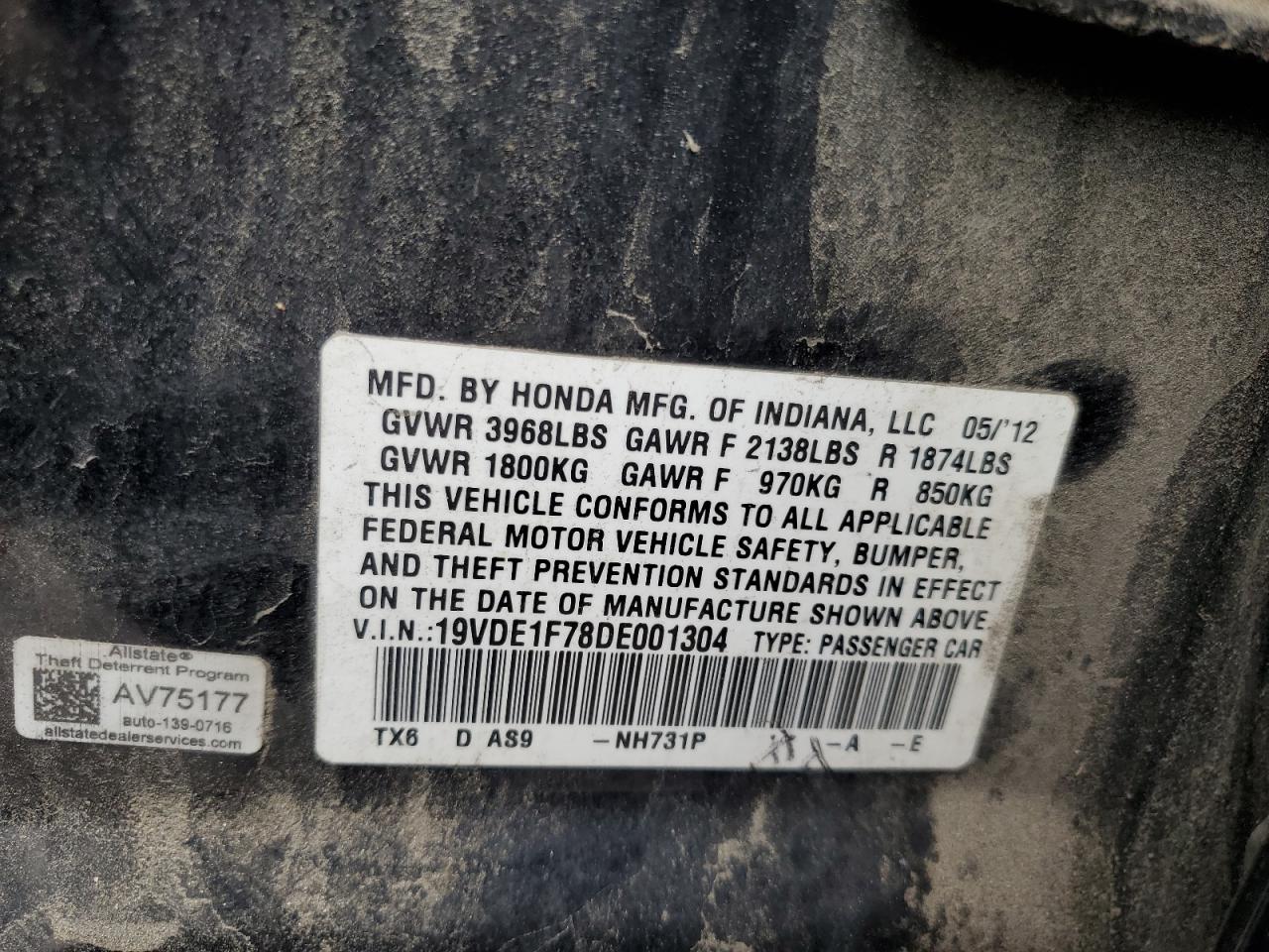 2013 Acura Ilx 20 Tech VIN: 19VDE1F78DE001304 Lot: 57598995