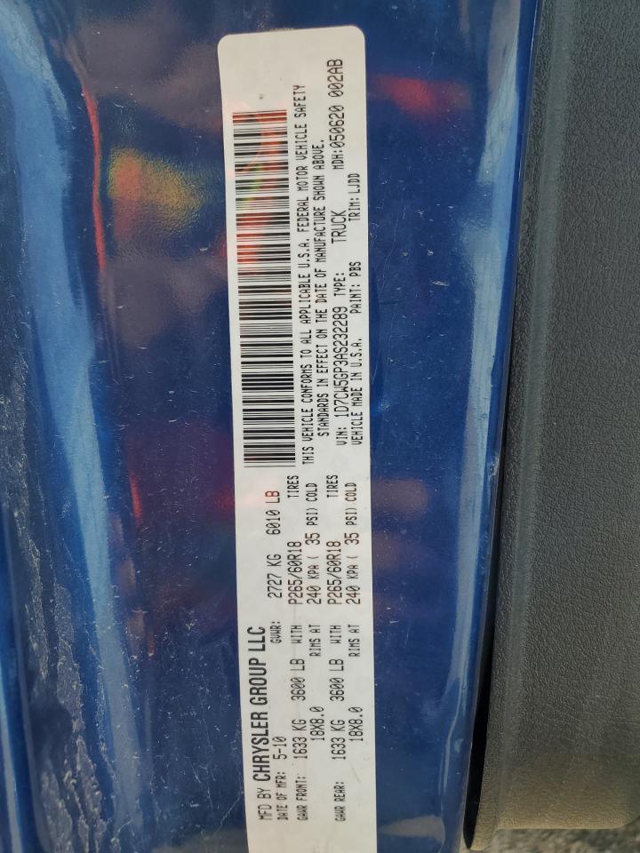 2010 Dodge Dakota Laramie VIN: 1D7CW5GP3AS232289 Lot: 56669655