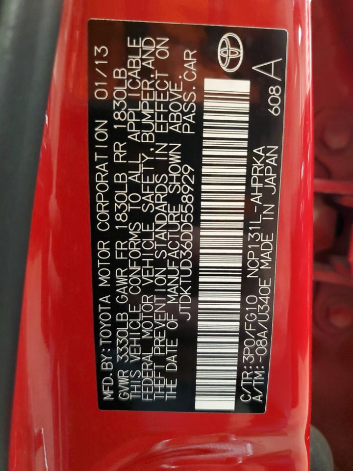 2013 Toyota Yaris VIN: JTDKTUD36DD558929 Lot: 56247955