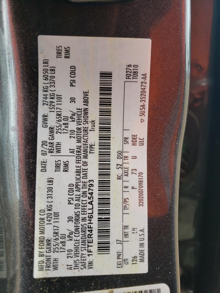 2020 Ford Ranger Xl VIN: 1FTER4FH6LLA54793 Lot: 56389305